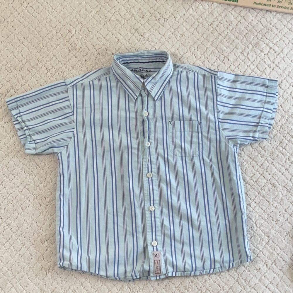 Boys Arizona Jean Company Button Up striped short sleeve Shirt.Size L. cotton.